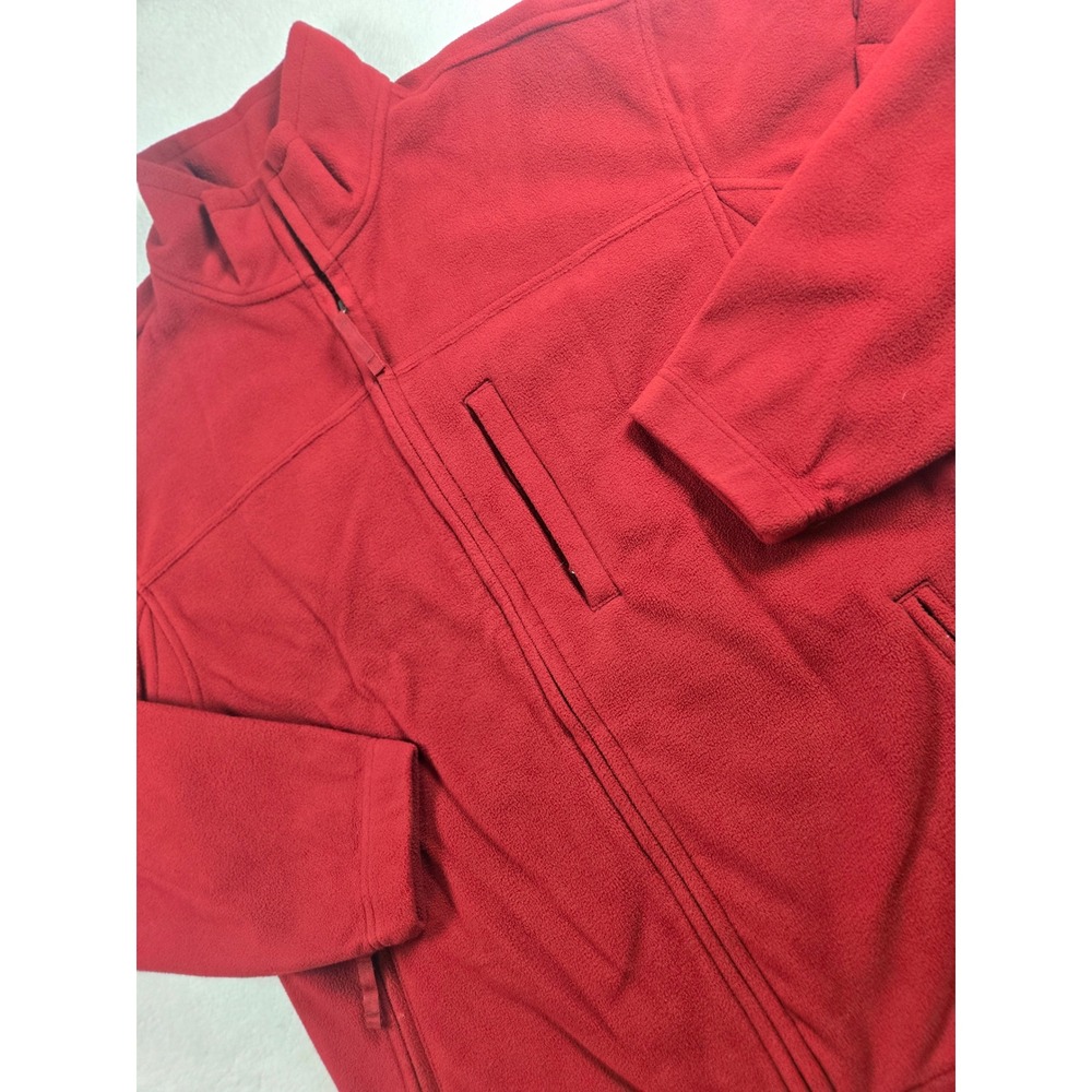 Duluth Trading Co Mens Red Full Zip Fleece Jacket Mock Neck Size M Pockets